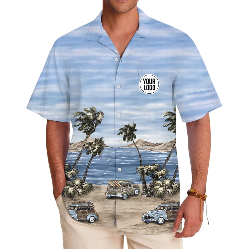 Retro Surf Beach Aloha Shirt with Custom Logo