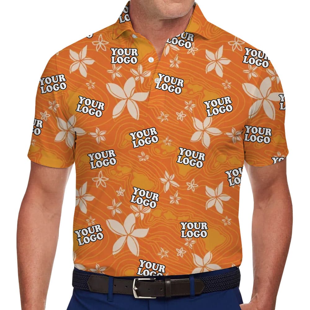 Summer Plumeria Custom Logo Live Preview Polo Shirt