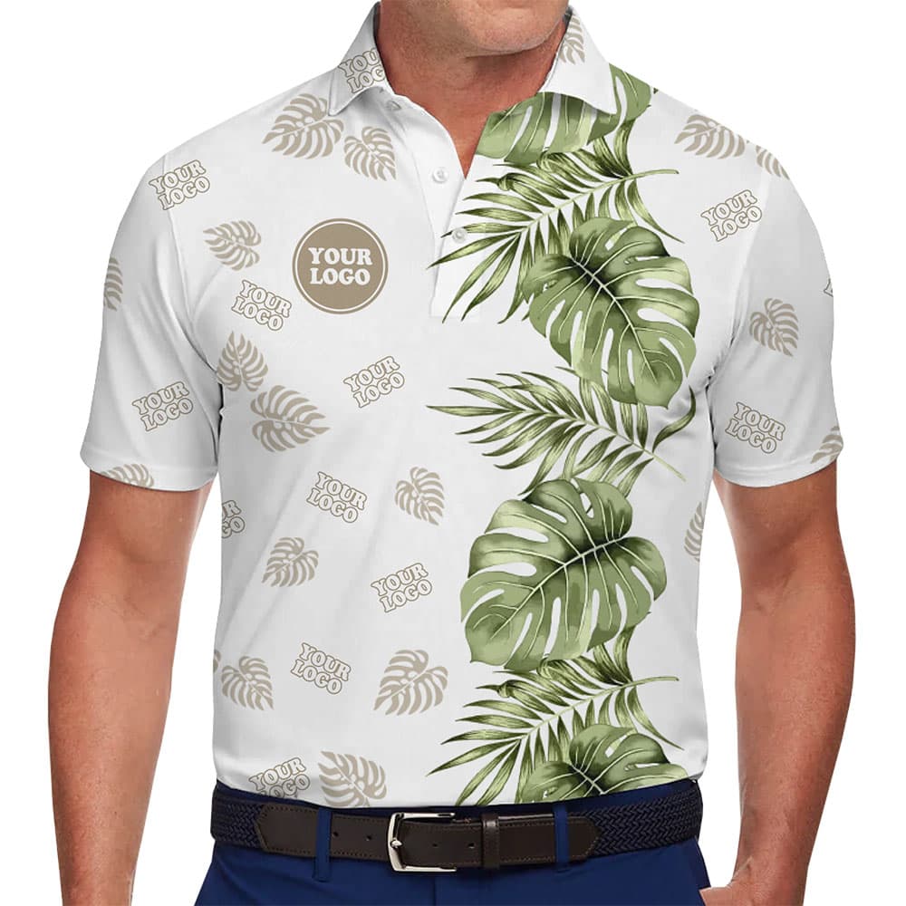 Trade Show Tropical Golf Polo Shirt With Custom Logo