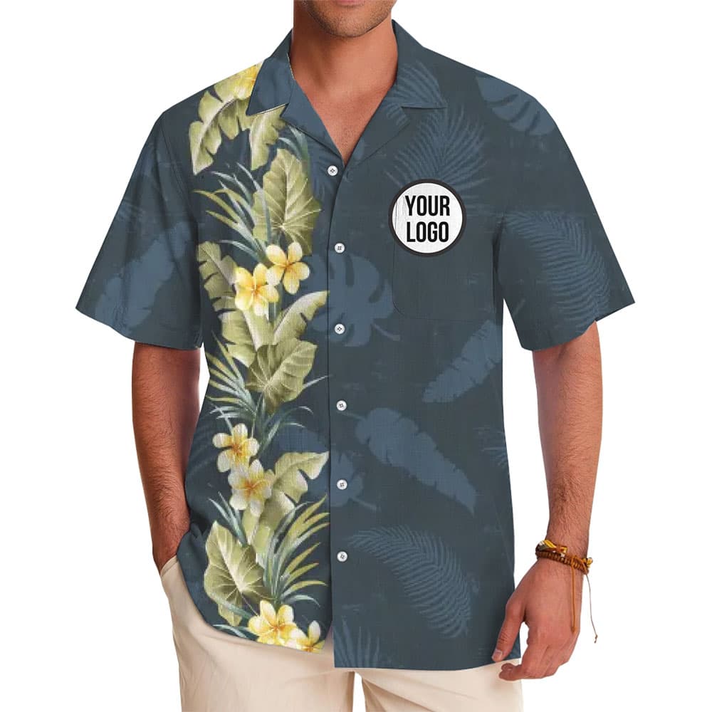 Tropical Bloom Side Hawaiian Shirt Custom Your Logo (1)