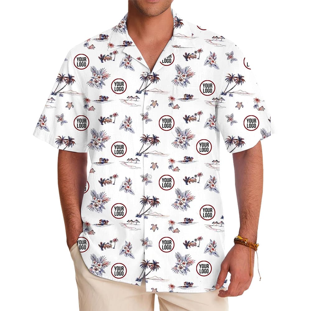Tropical Dreamscape White Hawaiian Shirt Custom Logo