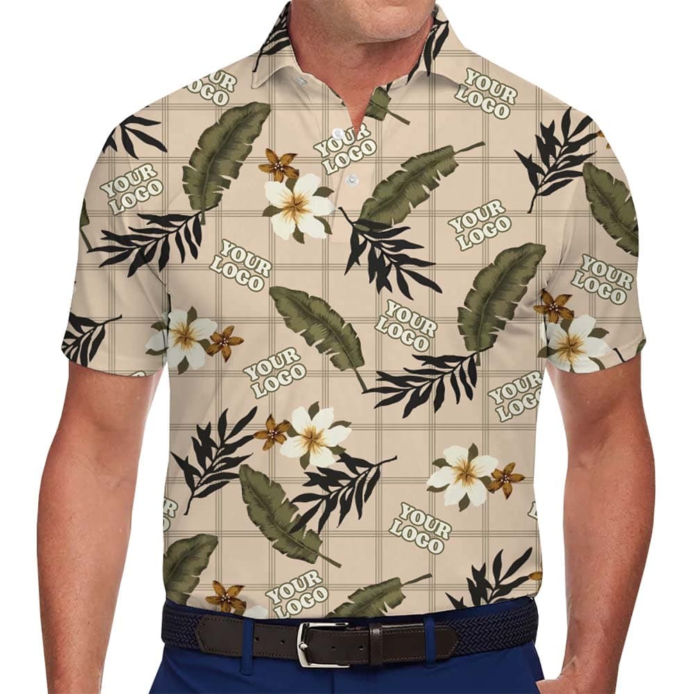 Tropical Floral Golf Polo Shirt With Your Logo Printed