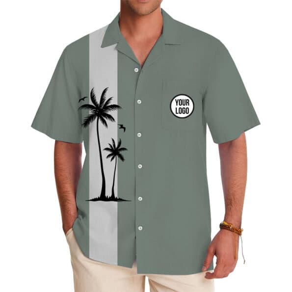 Tropical Palm Custom Hawaiian Shirt With Logo in model