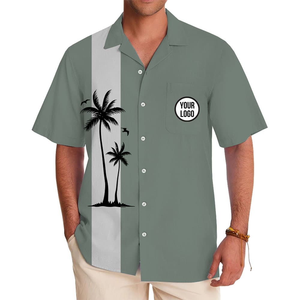 Tropical Palm Custom Hawaiian Shirt With Logo in model