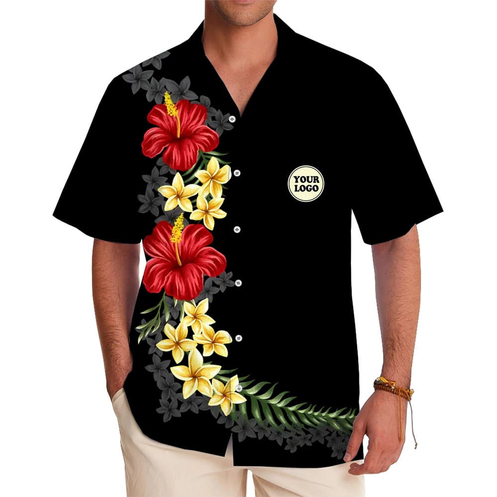 Unique Customized Hawaiian Shirt With Tropical Floral Design in model