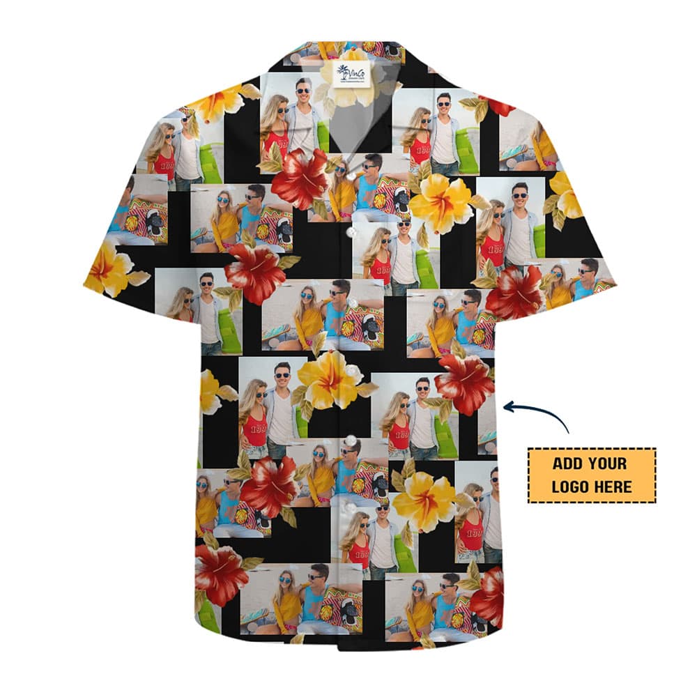 Vintage Custom Up To 5 Photo Button Up Shirt With Preview