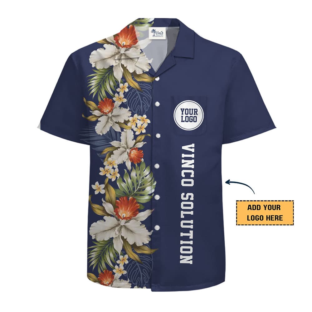 Vintage Floral Hawaiian Button Up Shirt With Logo And Text