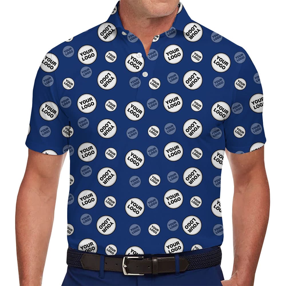 All Over Logo Print Collared Golf Shirt With Preview