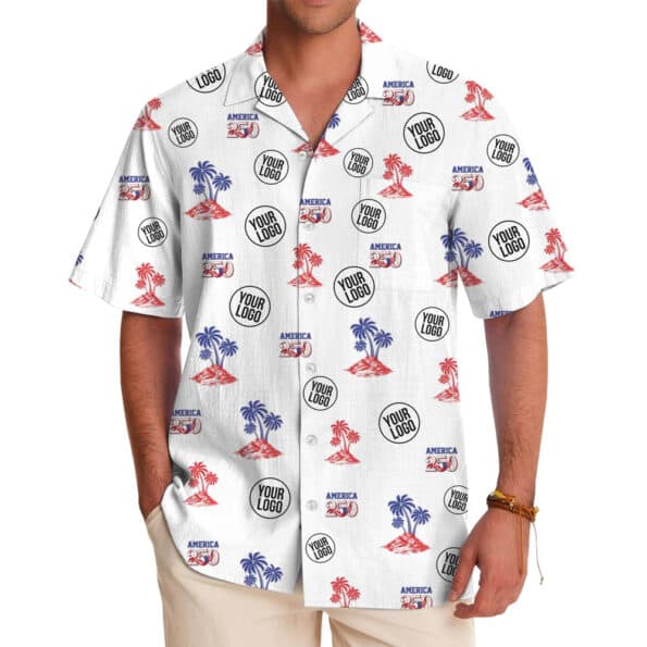 America 250 Custom Logo Hawaiian Shirt
