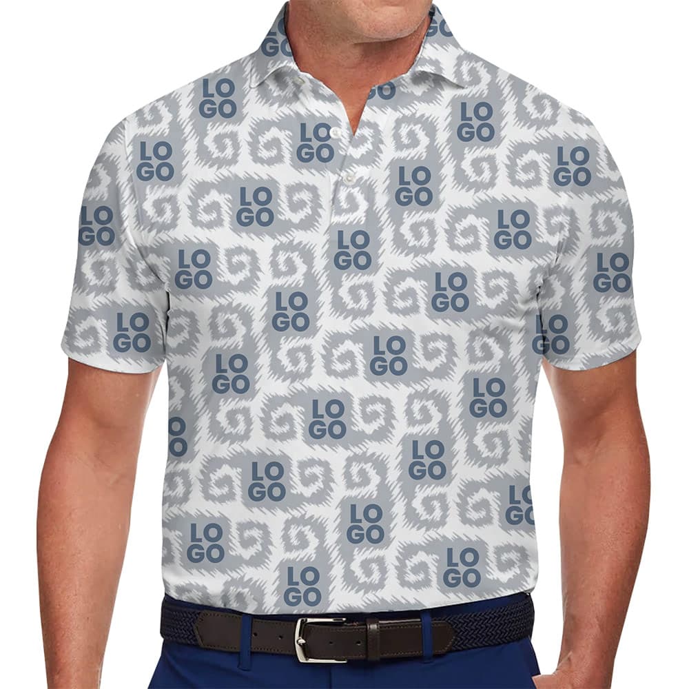 Chic Slate Ikat Polo Shirt With Your Company Logo