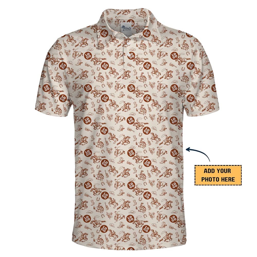Classic Cowboy Crest Golf Polo Shirt With Custom Logo