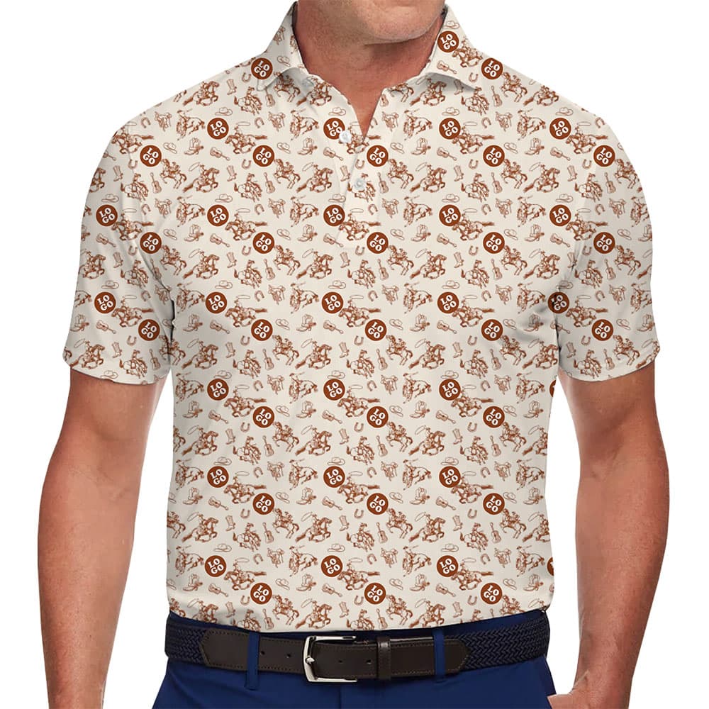 Classic Cowboy Crest Golf Polo Shirt With Custom Logo
