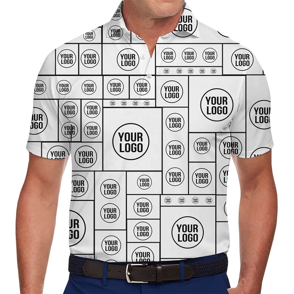 Corporate Logo Polo Shirt with Stylish Square Patterns 1