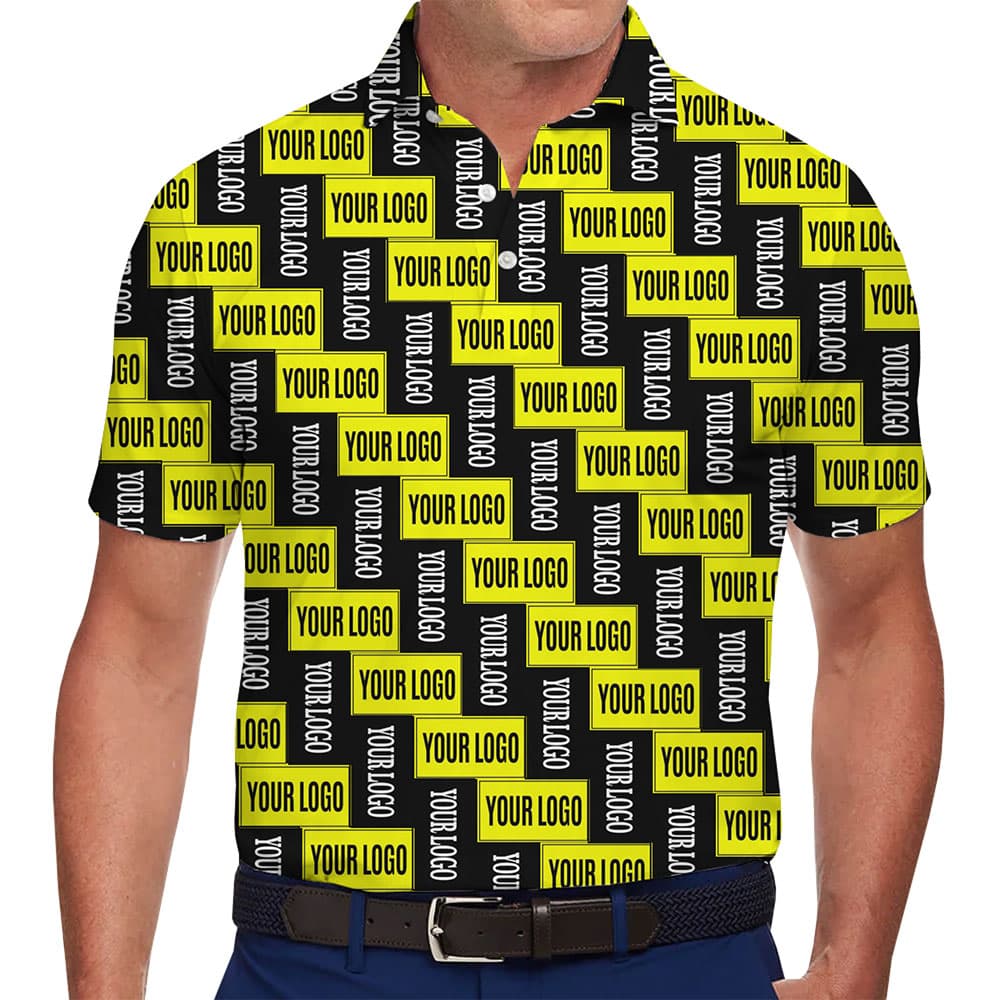 Custom All-Over Logo Repeat Polo Shirt with Instant Preview