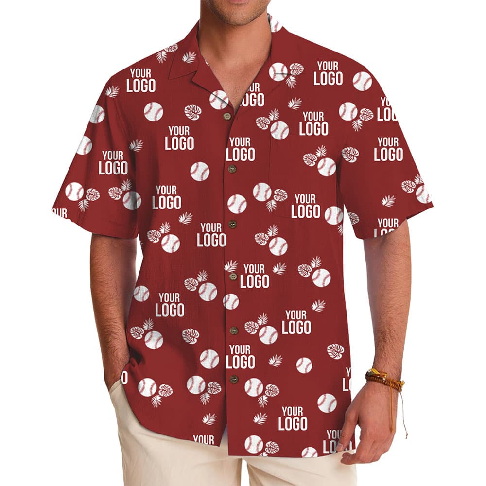 Custom Baseball Theme Hawaiian Shirt with Logo Design for men and women