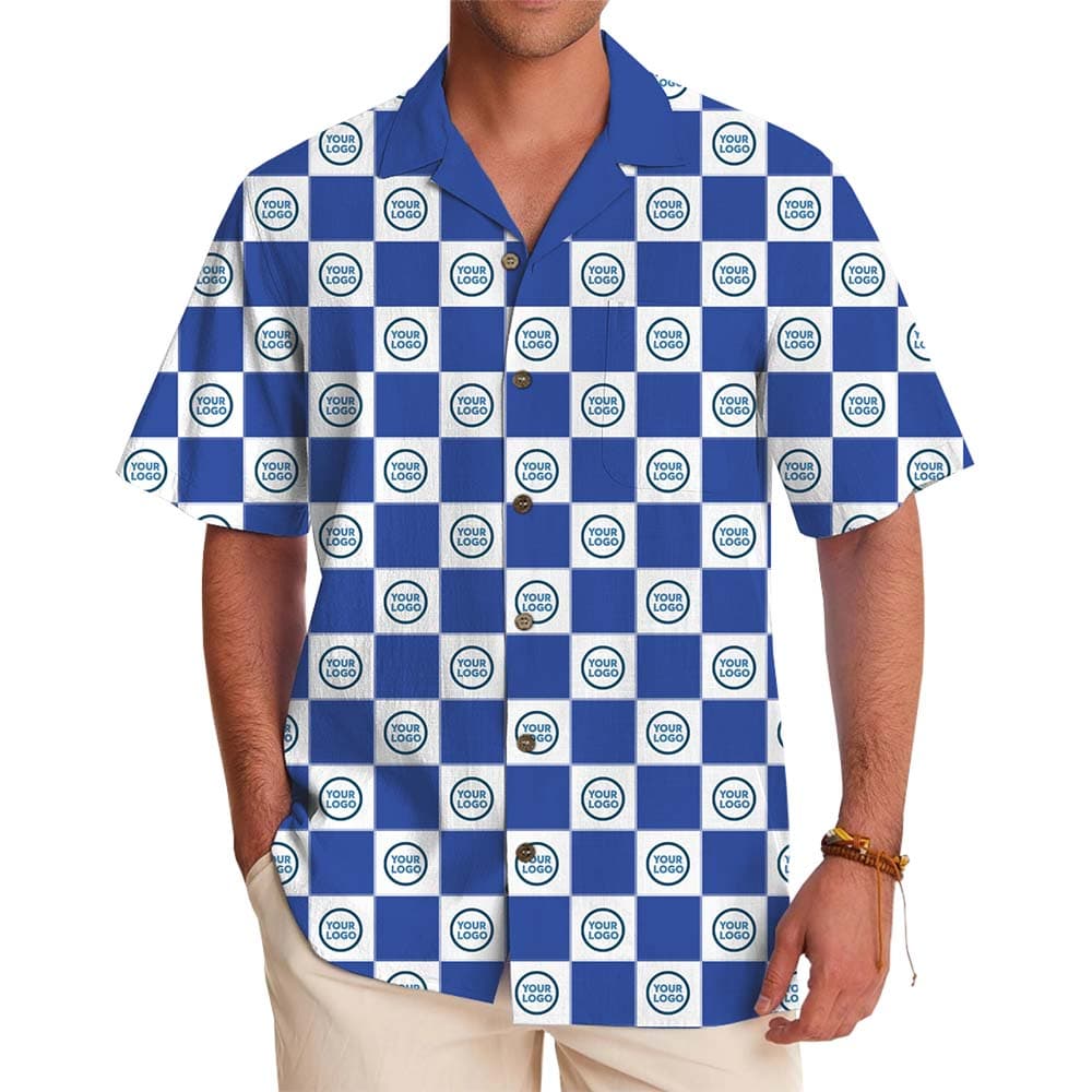 Custom Checkerboard Logo Hawaiian Shirt With Preview