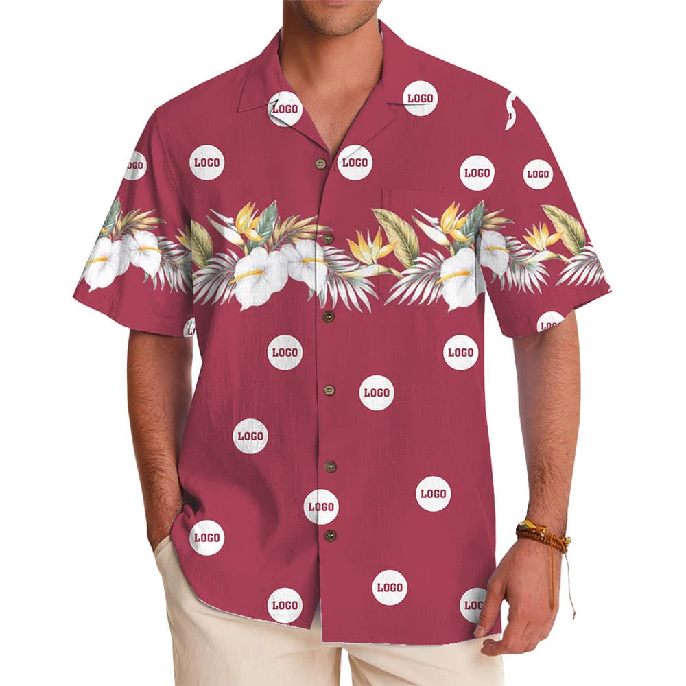 Custom Event Shirt with Tropical Blossom and Branding Options 1