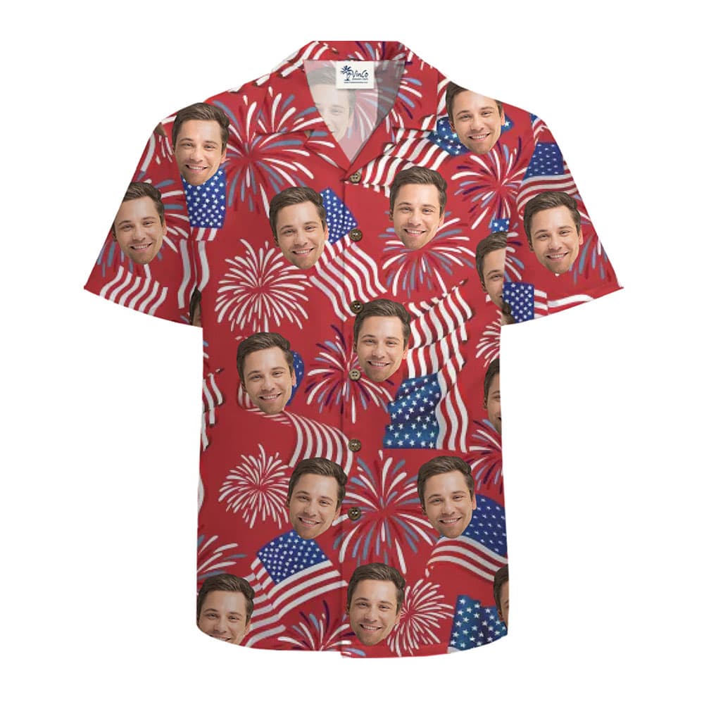 Custom Face American Pride Hawaiian Shirt With Instant Preview