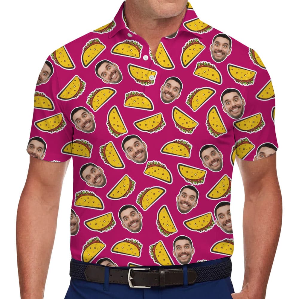 Custom Face Taco Polo Shirt With Live Preview