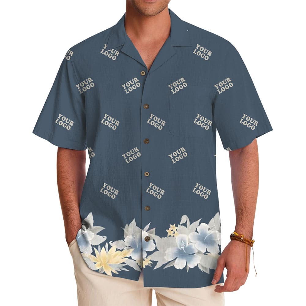 Custom Floral Hawaiian Shirts With Company Logo