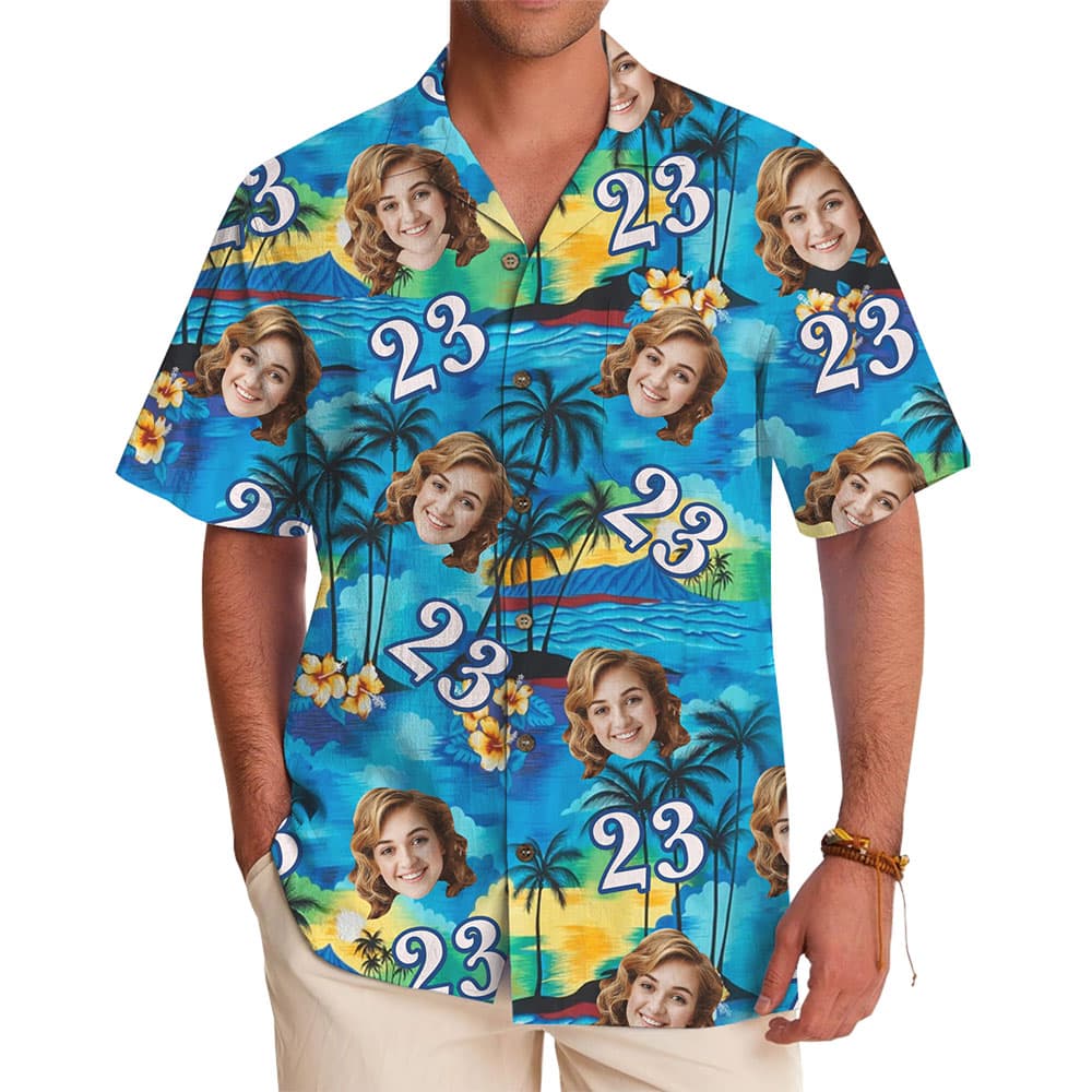 Custom Hawaiian Shirt with Photo and Age for Milestone Celebrations 1