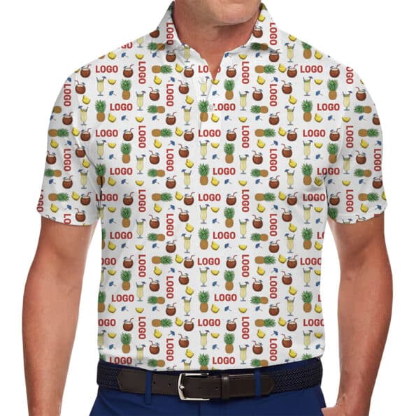 Custom Island Themed Polo Shirt with Company Logo for team and group