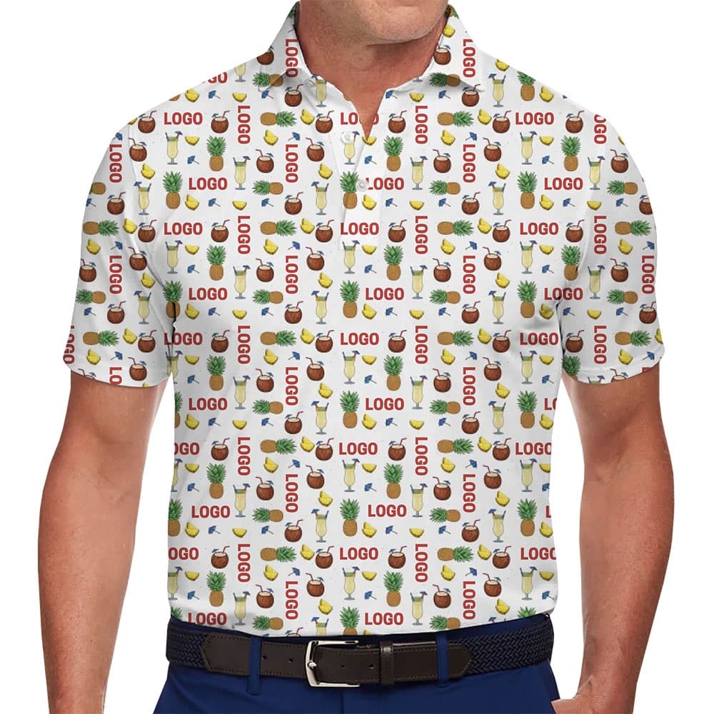 Custom Island Themed Polo Shirt with Company Logo for team and group