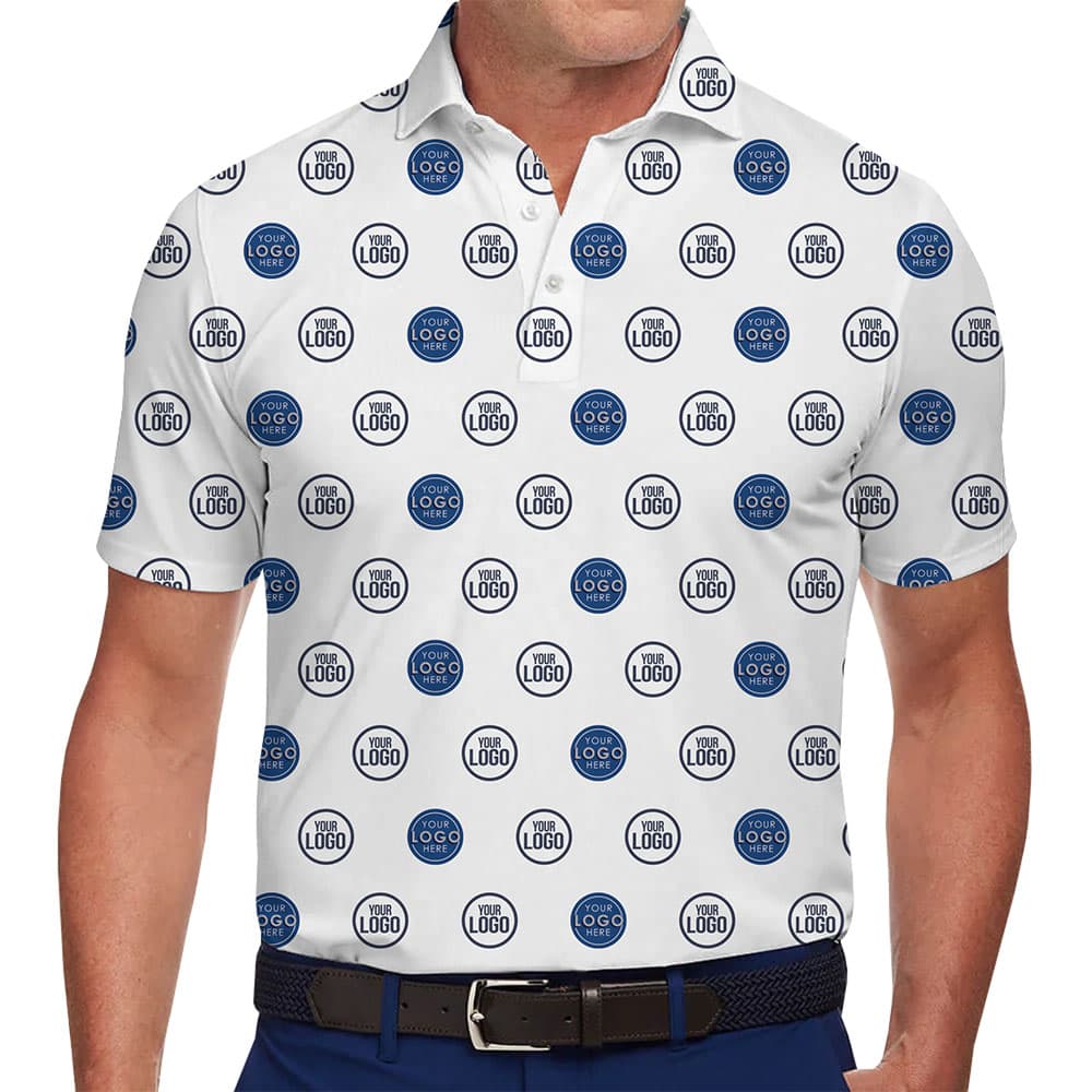 Custom Logo All Over Print Golf Shirt With 1 to 2 Photos