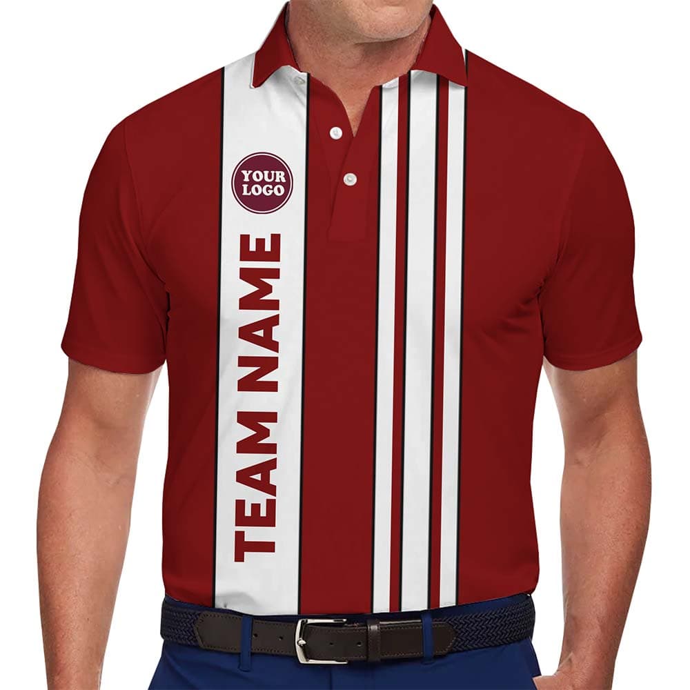 Custom Logo And Name Stripe Polo Shirt With Preview