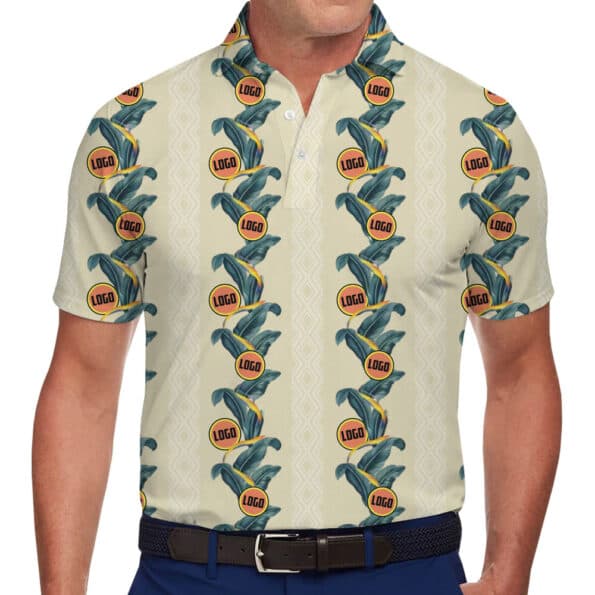 Custom Logo Border Floral Polo Shirt