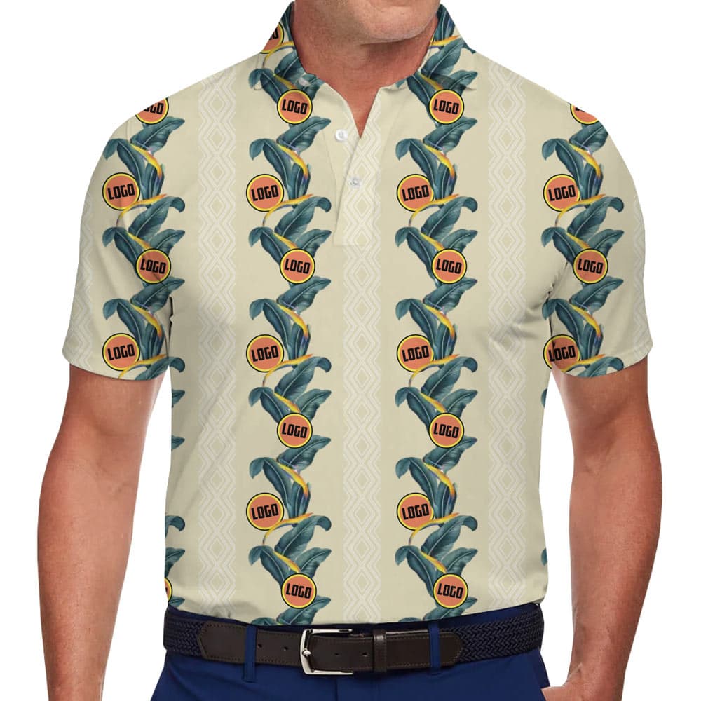 Custom Logo Border Floral Polo Shirt