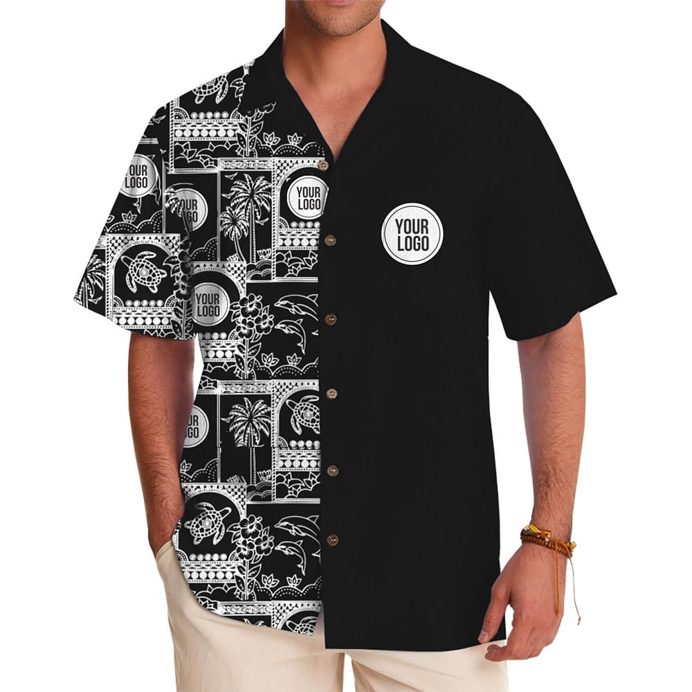 Custom Logo Hawaiian Shirt with Unique Two-Tone Tropical Design