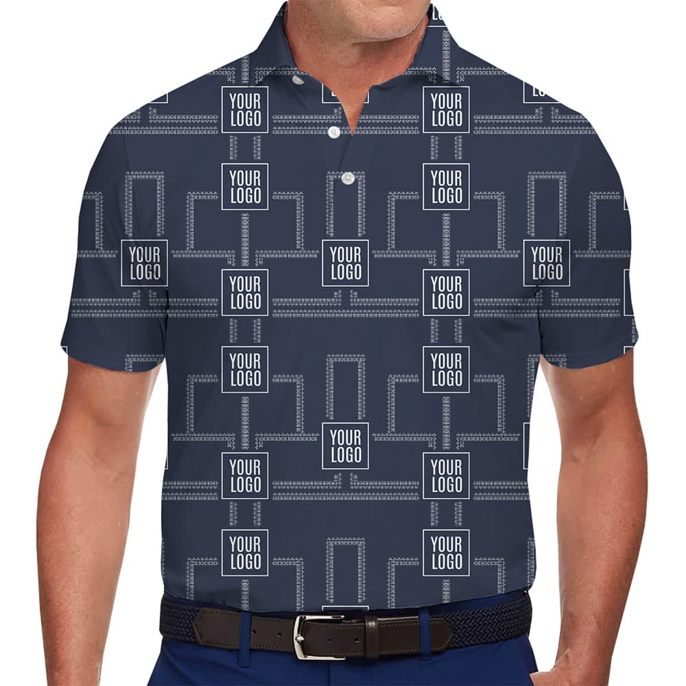 Custom Logo Polo Shirt with Circuit Pattern