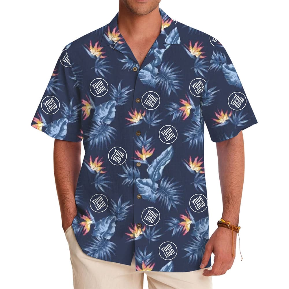 Custom Logo Tropical Hawaiian Shirt With Preview