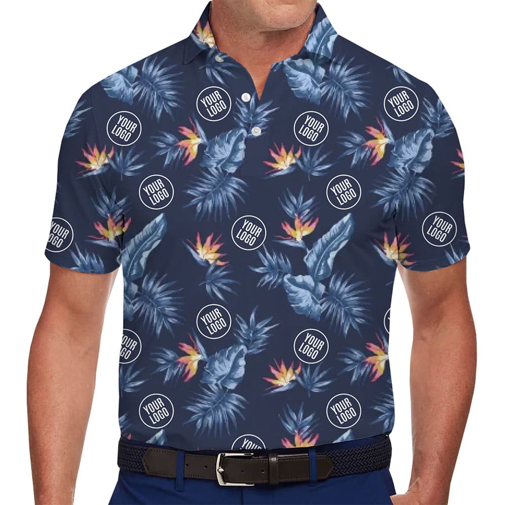 Custom Logo Tropical Polo Shirt With Preview