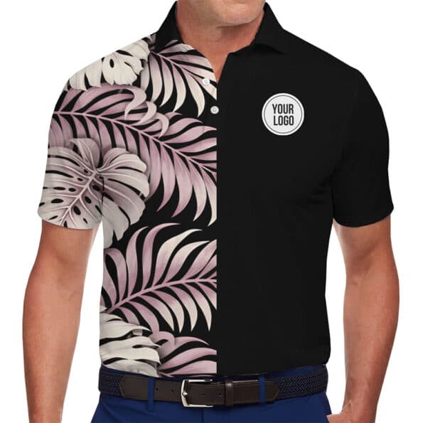 Custom Monstera Leaf Polo Shirt With Company Logo for men and women
