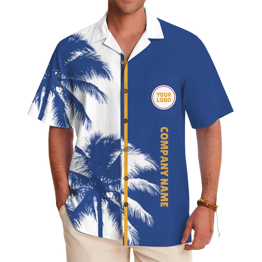 Custom Palm Tree Hawaiian Shirt with Logo and Company Name form men and women