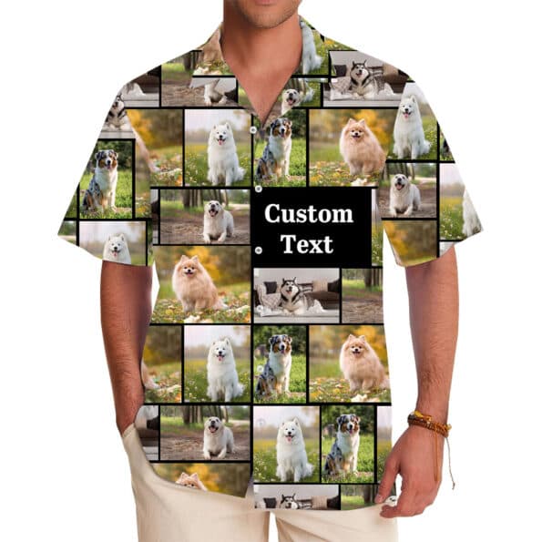 Custom Photo Collage Hawaiian Shirt with Personalized Text for men and women