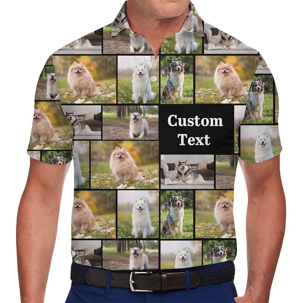 Custom Polo Shirt With Photo Collage And Text