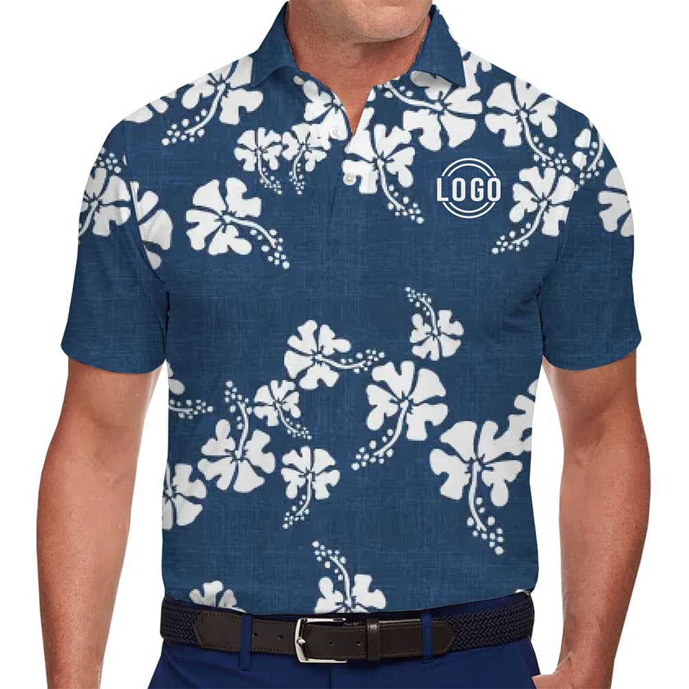 Custom Premium Branded Polo Shirt with Elegant Floral Design