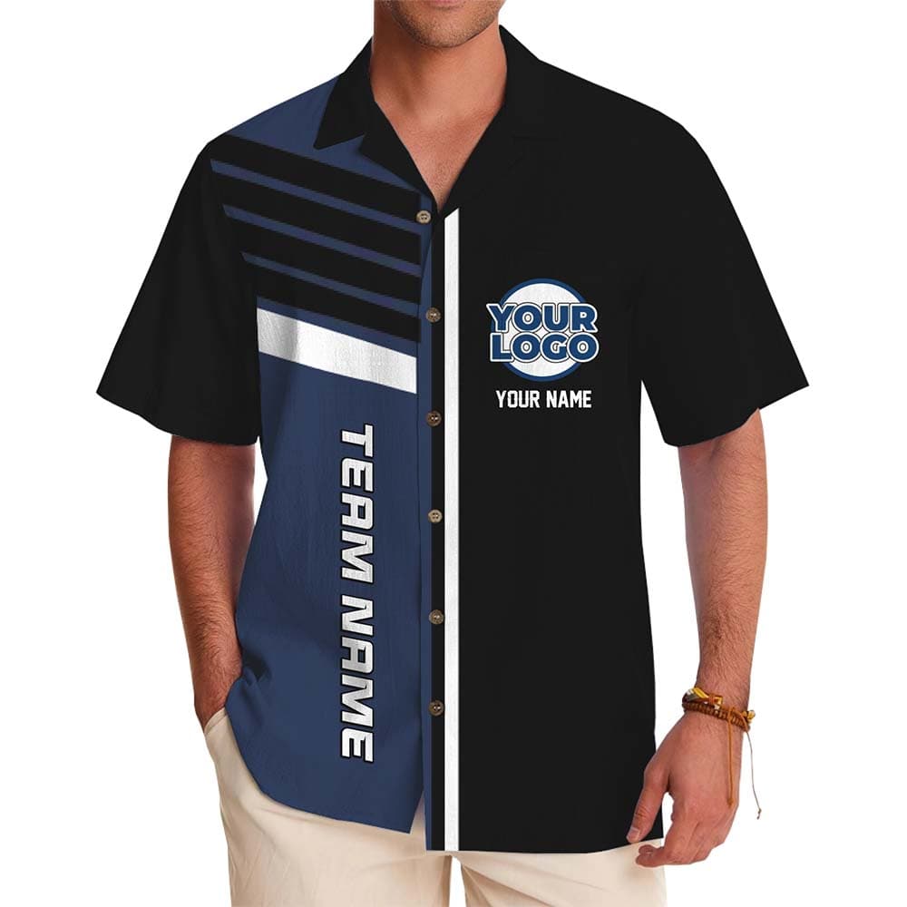 Custom Vertical Name And Logo Hawaiian Shirt