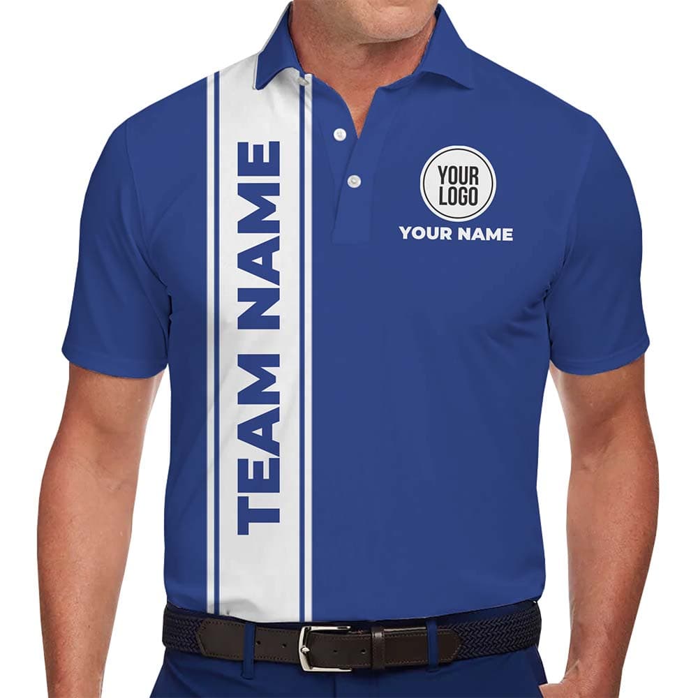 Custom Vertical Stripe Logo Polo Shirts With Text