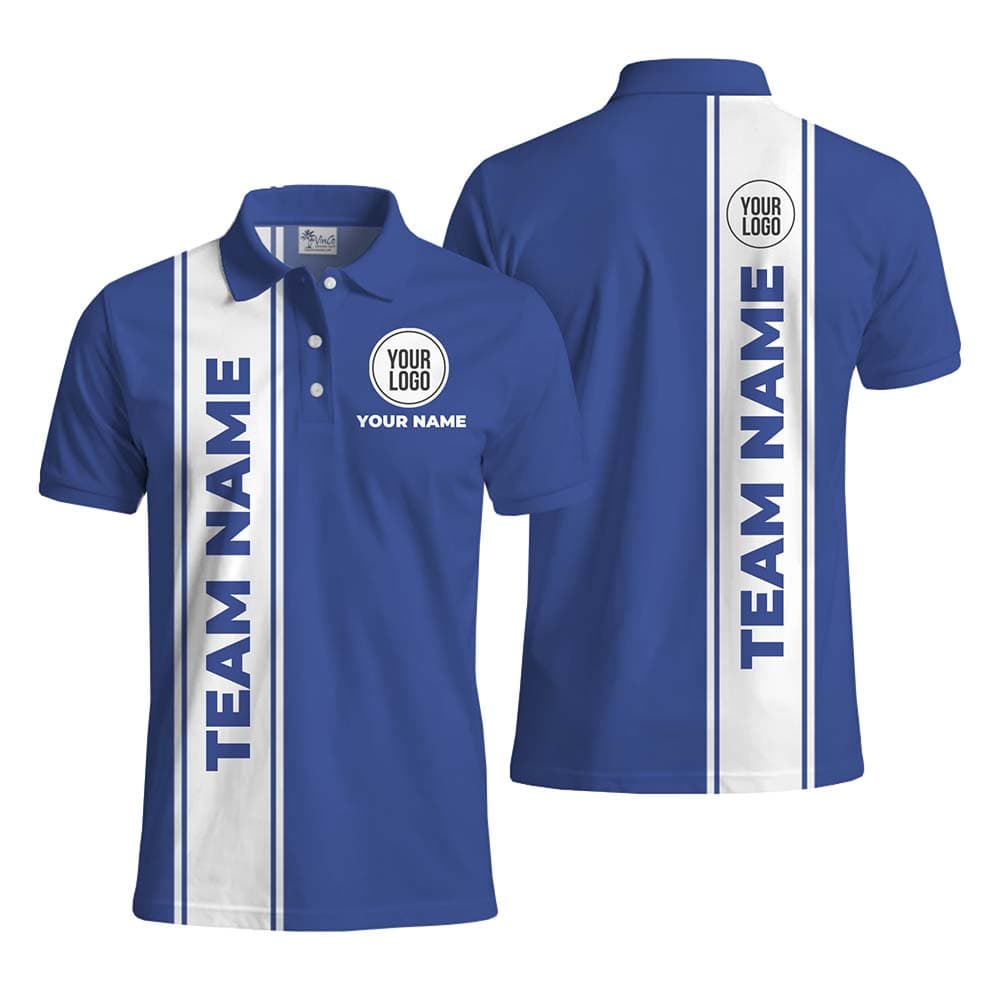 Custom Vertical Stripe Logo Polo Shirts With Text