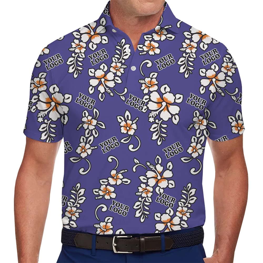 Elegant Custom Logo Floral Collared Polo Shirt