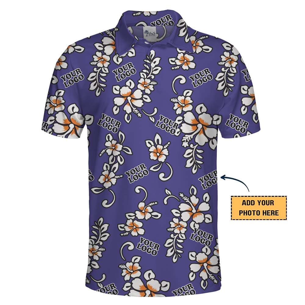 Elegant Custom Logo Floral Collared Polo Shirt