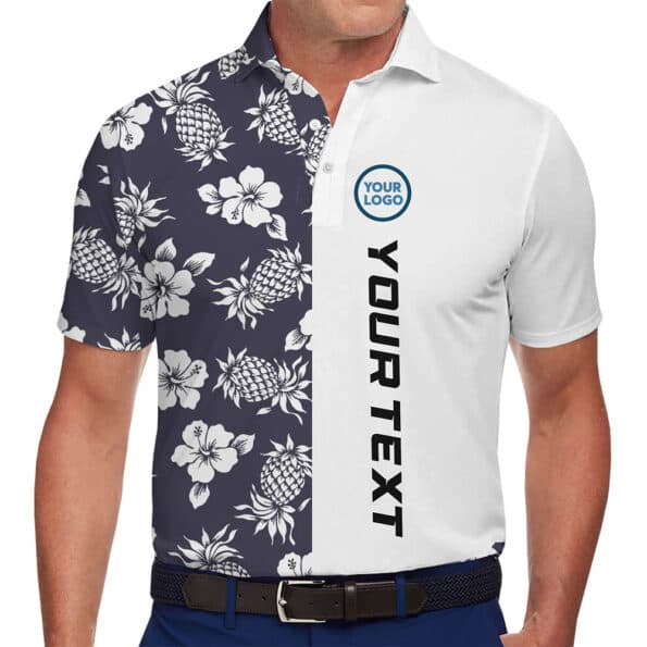 Elegant Customizable Polo Shirt with Tropical Flair