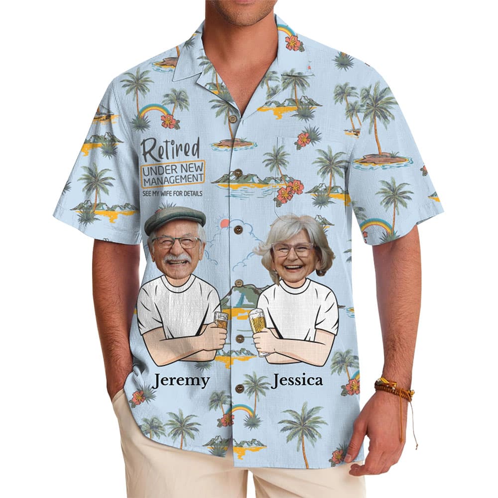 Face Personalized Retired Under New Management Hawaiian Shirt for men