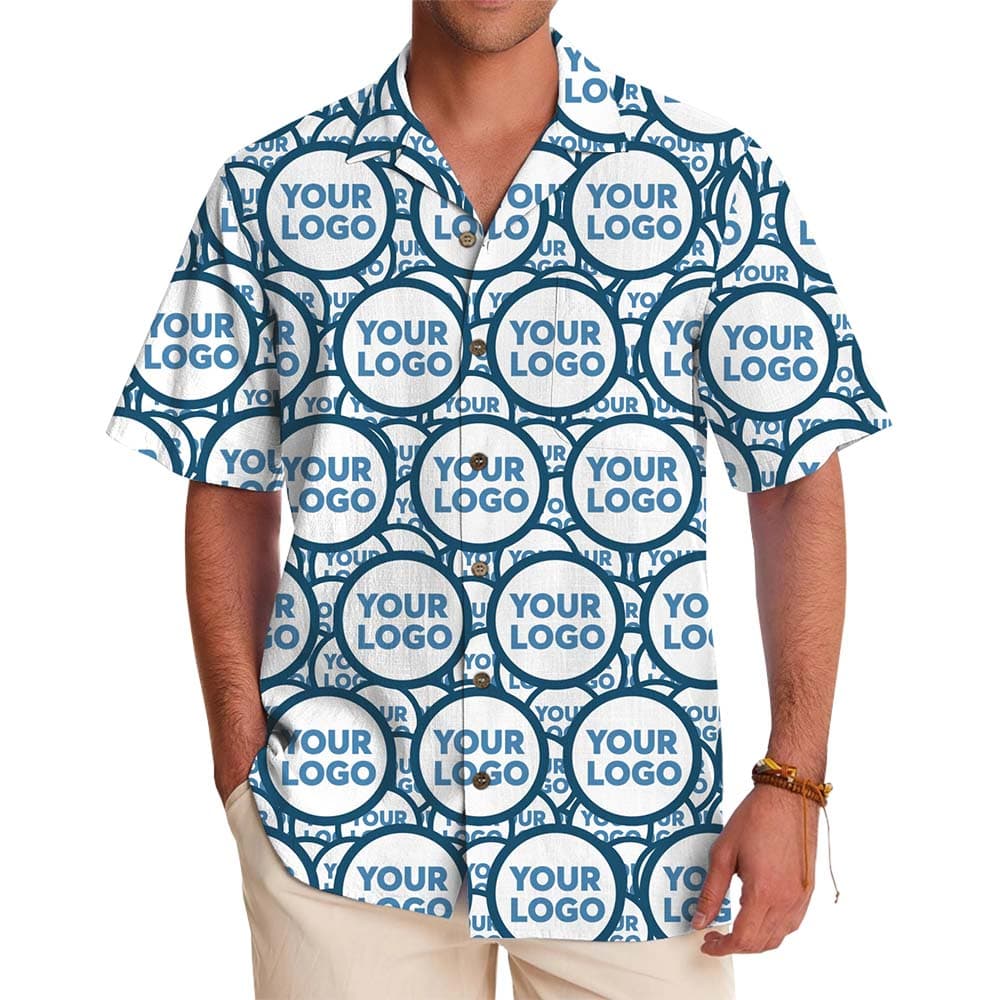 Full Logo Print Hawaiian Shirt With Preview