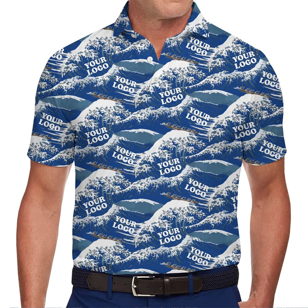 Great Wave Polo Shirt Custom Your Logo