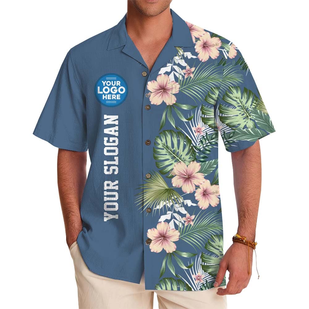 Hibiscus Edge Custom Hawaiian Shirt With Logo And Text
